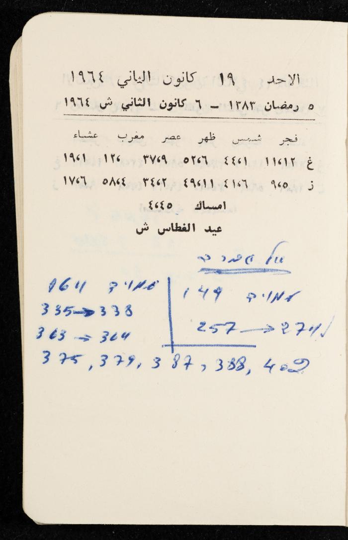 مفكرة وليد الفاهوم، الناصرة، 1964