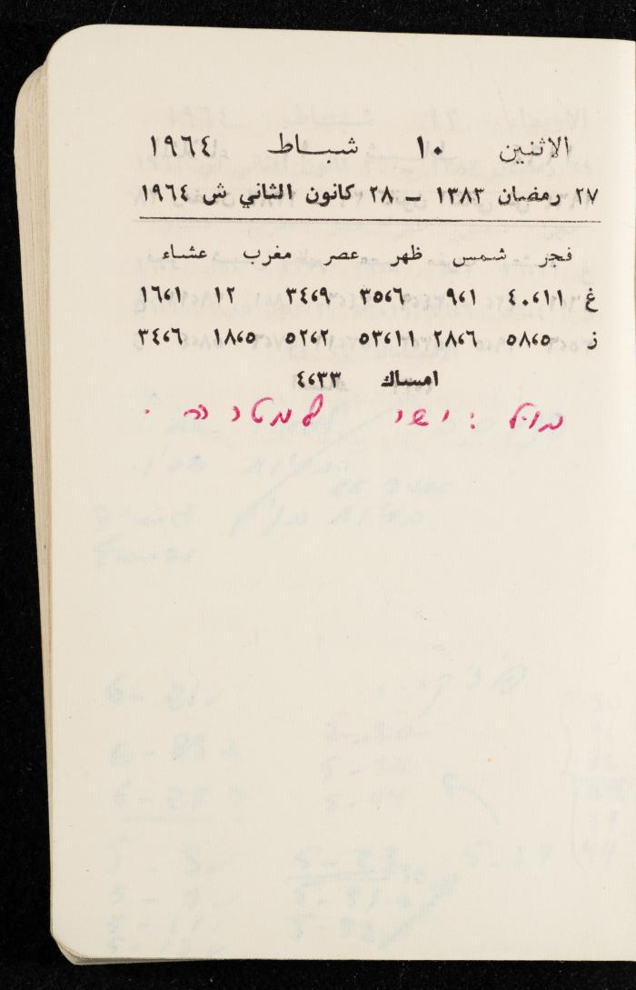مفكرة وليد الفاهوم، الناصرة، 1964