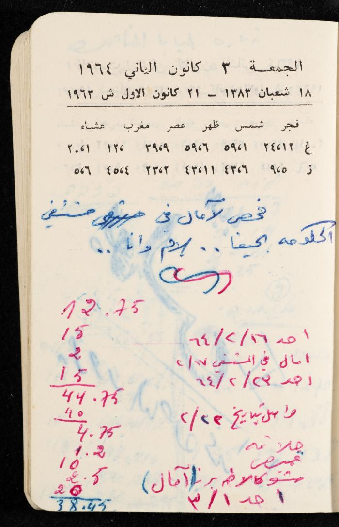 مفكرة وليد الفاهوم، الناصرة، 1964