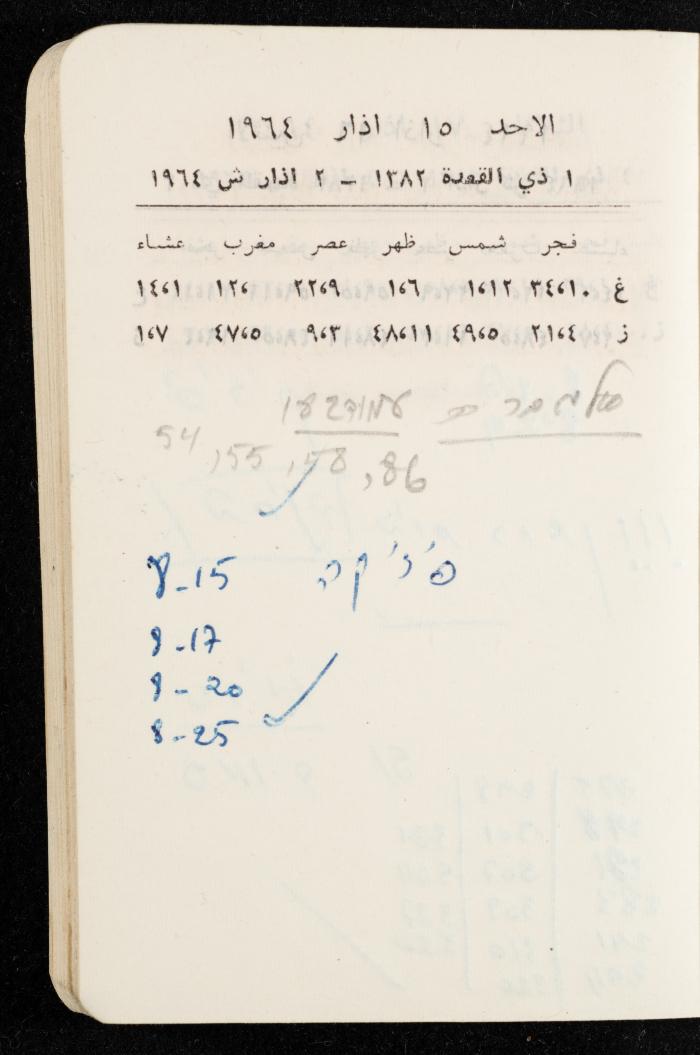 مفكرة وليد الفاهوم، الناصرة، 1964