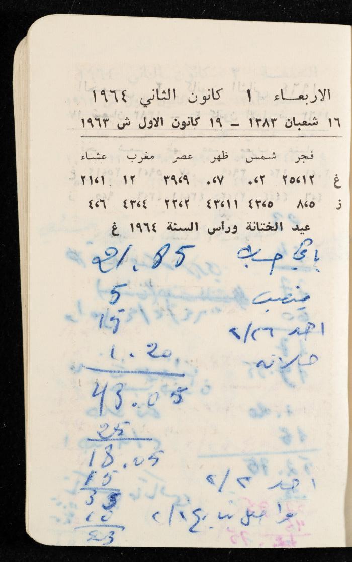 مفكرة وليد الفاهوم، الناصرة، 1964