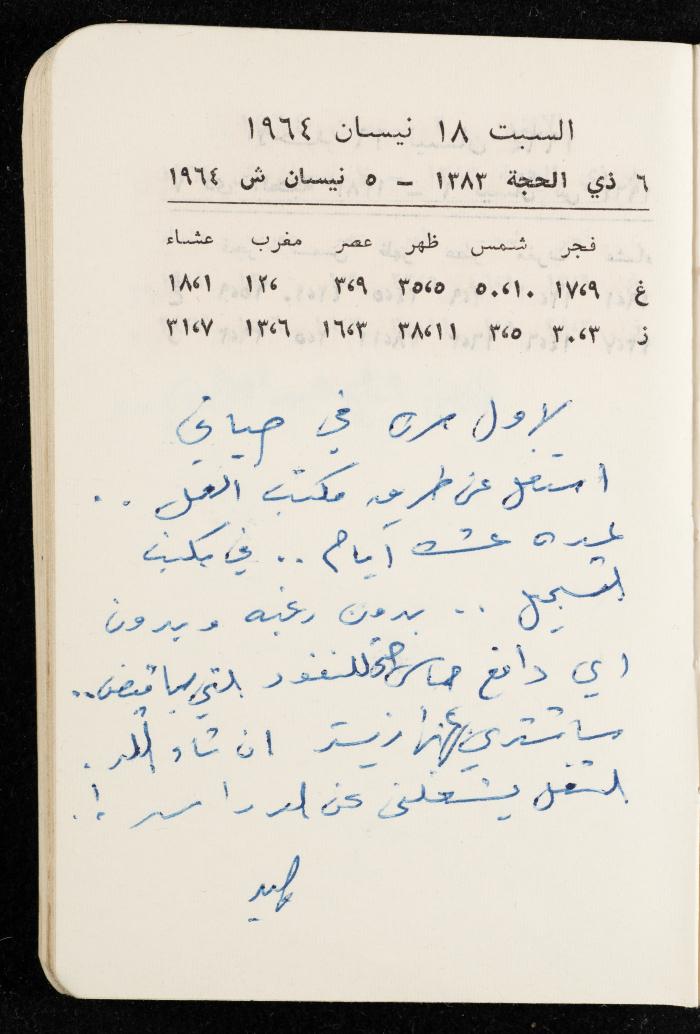 مفكرة وليد الفاهوم، الناصرة، 1964