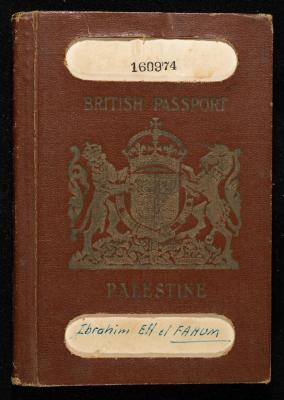 جواز سفر لإبراهيم الفاهوم، القدس، 1943