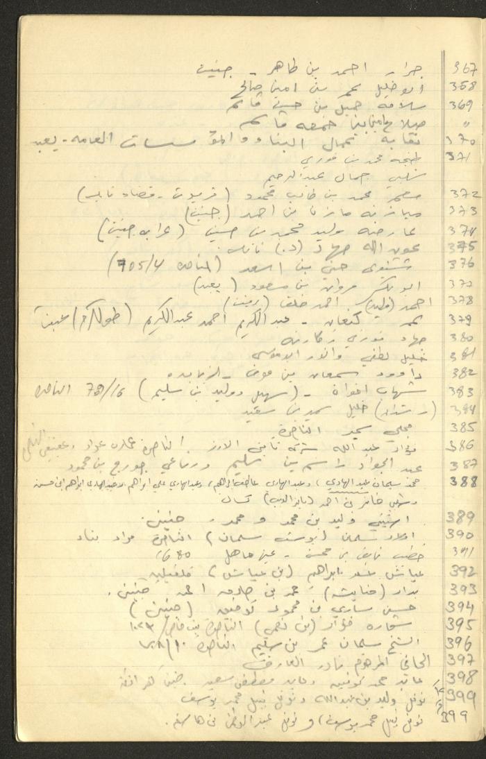 جدول أرقام الملفات القانونية لقضايا وليد الفاهوم، الناصرة، سبعينيات القرن العشرين