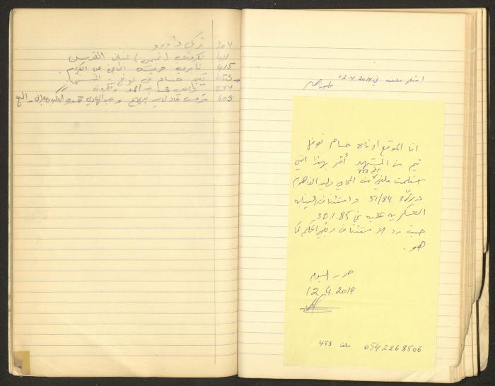 A Table of Judicial Files Belonging Walid Fahoum, Nazareth, the 1980s 