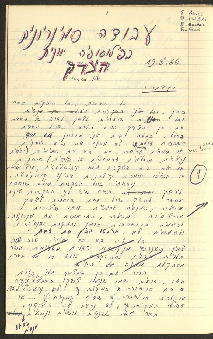 Philosophical Summaries By Walid Fahoum, Nazareth, 1966-1968