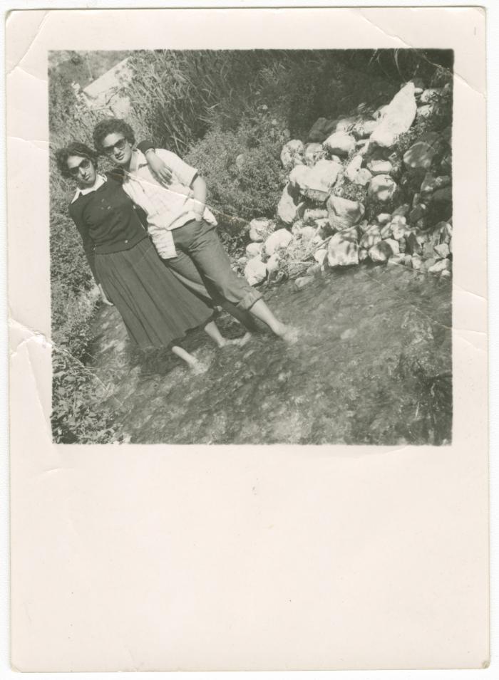 Afifa Abdo and Janette Mikhael during a Trip to Wadi al-Badhan, 1957