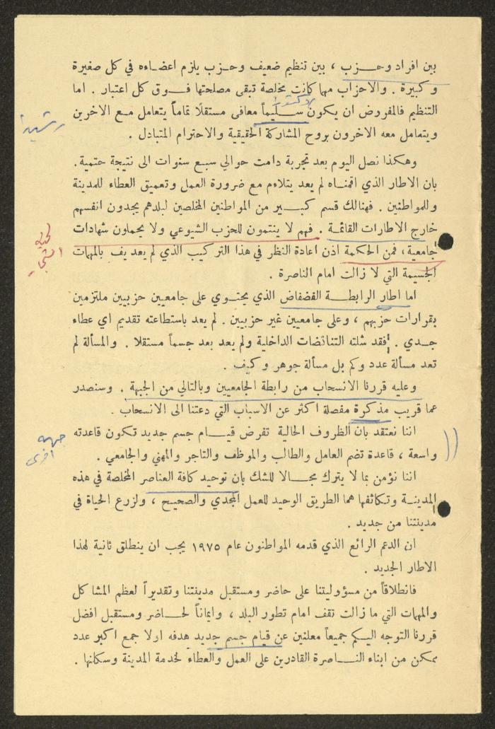 بيان صادر عن الكتلة الوطنية في الناصرة، 12 كانون الأول 1981