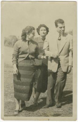 Jamila Mikhael and Manal Oweida with a Guest at Ramallah Secondary Girls School, 1954