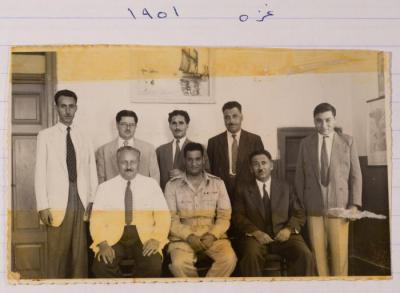 Salameh Khalil with his Colleagues at the Department of Education, Gaza, 1951
