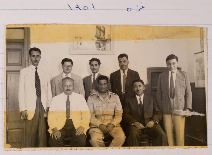 Salameh Khalil with his Colleagues at the Department of Education, Gaza, 1951