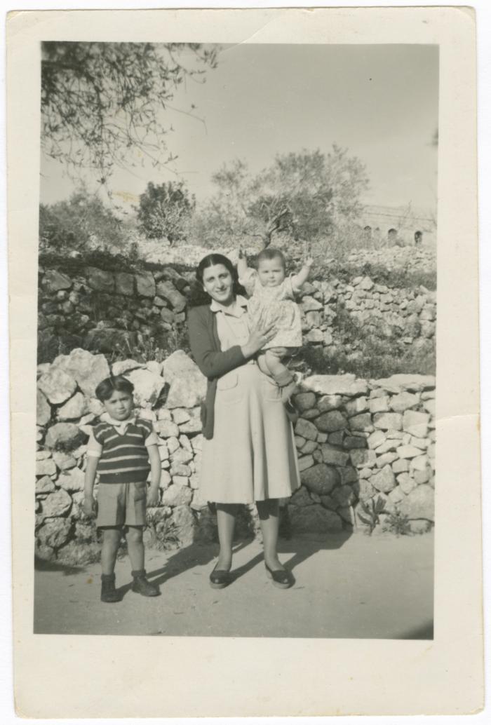 Young Suhail and Abla Aranki with Their Aunt Asma, Birzeit, 1948