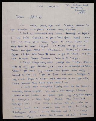 A Letter from Tony Slain to Salameh Khalil, Birmingham, 2 November 1965