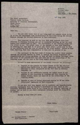 A Letter from the Chief Accountant at the Ministry of Overseas Development to Salameh Khalil, London, 25 July 1968 