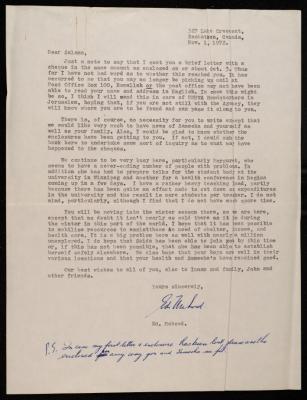 Two Letters from Mahood to Salameh Khalil, Saskatoon, 1961 and 1972 