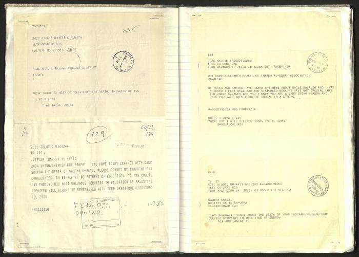 A Notebook of Documents Related to the Death of Salameh Khalil, Ramallah, 1982 