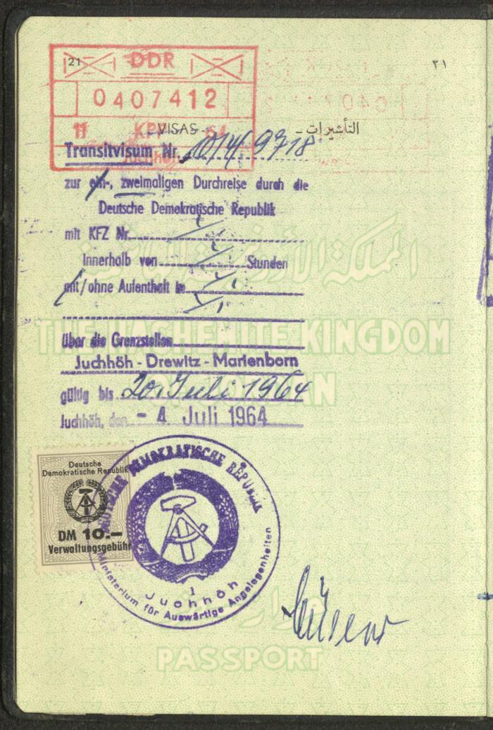 The Passport of Fatima Abdel-Haq, 24 September 1962