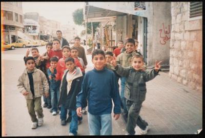 Residents of the Arab Society for Orphans with a Guide, Tulkarm, the Early 1990s