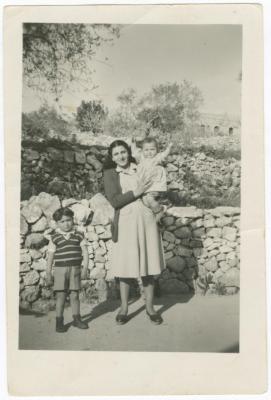 Young Suhail and Abla Aranki with Their Aunt Asma, Birzeit, 1948