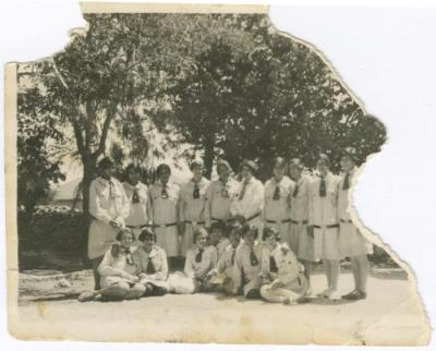 Janette Mikhael with Teachers and Students at Horsh al-Qubaybeh, Jerusalem, 1946