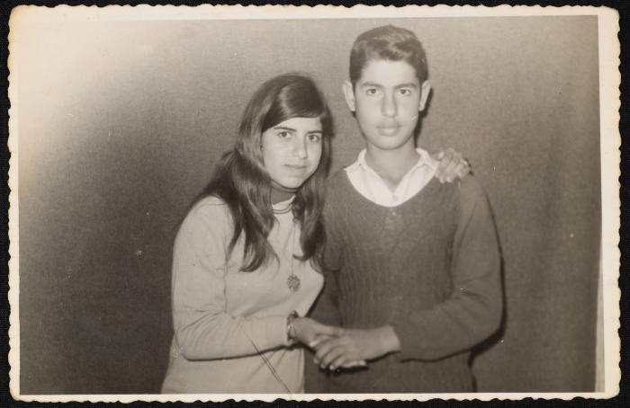 Abla Rimawi with her Nephew, Beit Rima, the 1970s