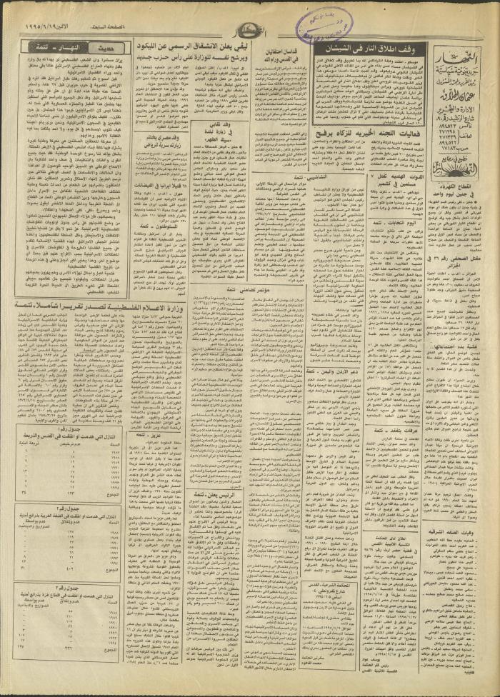 Issue 2946 of al-Nahar Newspaper, 19 June 1995