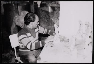 A Blind Person Carving Olive Wood, House of Hope Workshop, the 1980s 