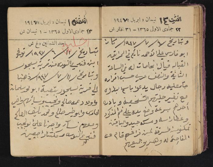 The Diaries of Fandi Mhanna, Buqei'a- Upper Galilee, 1946-1947
