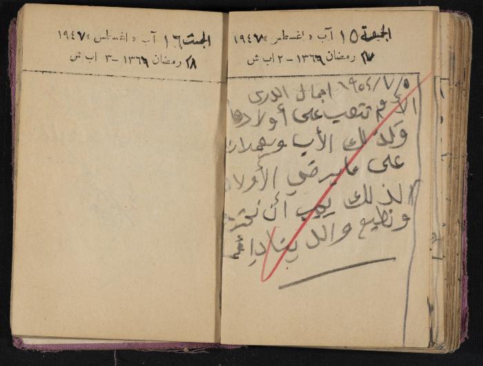 The Diaries of Fandi Mhanna, Buqei'a- Upper Galilee, 1946-1947