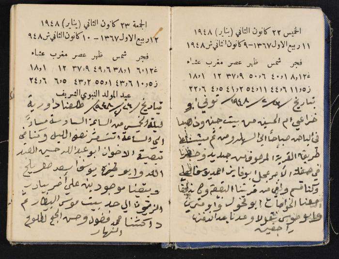 The Diaries of Fandi Mhanna, Buqei'a- Upper Galilee, 1948-1950