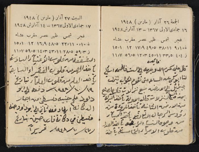 The Diaries of Fandi Mhanna, Buqei'a- Upper Galilee, 1948-1950