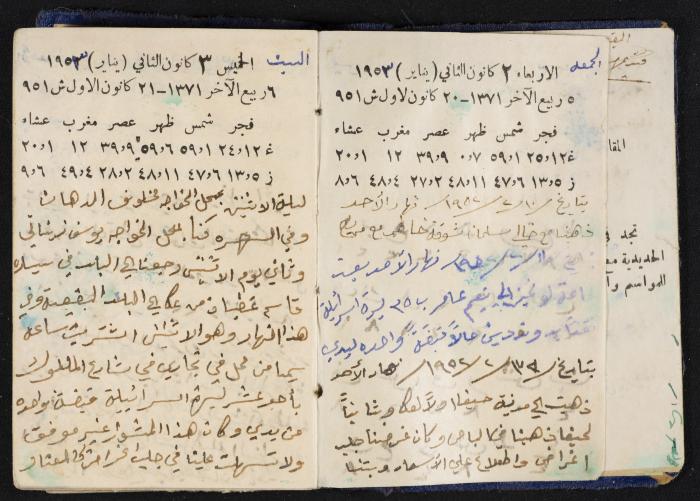 دفتر يوميات فندي مهنا، البقيعة- الجليل الأعلى، 1952-1953