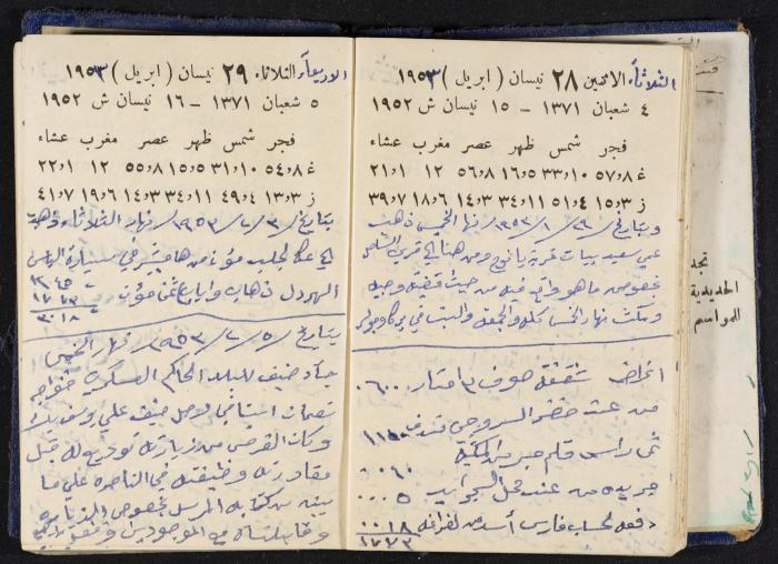 دفتر يوميات فندي مهنا، البقيعة- الجليل الأعلى، 1952-1953