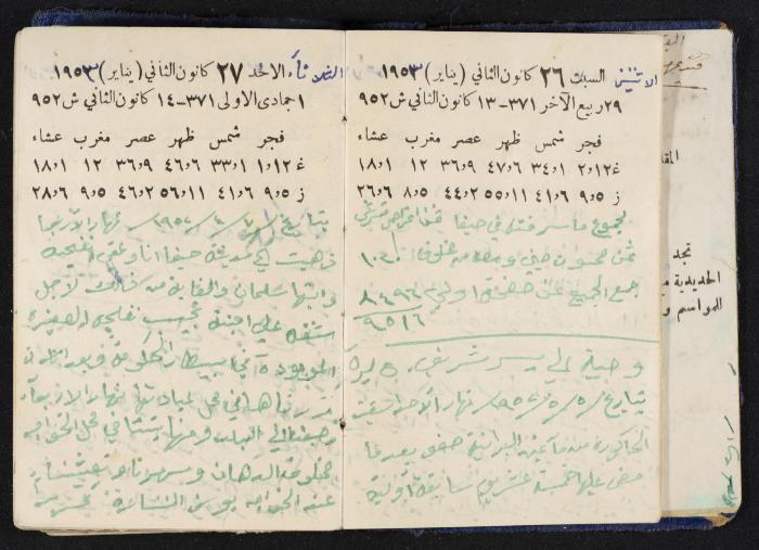 دفتر يوميات فندي مهنا، البقيعة- الجليل الأعلى، 1952-1953
