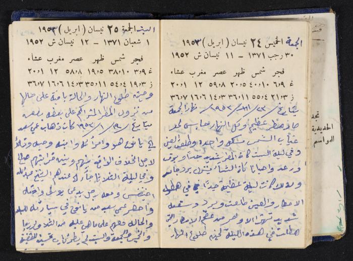 دفتر يوميات فندي مهنا، البقيعة- الجليل الأعلى، 1952-1953
