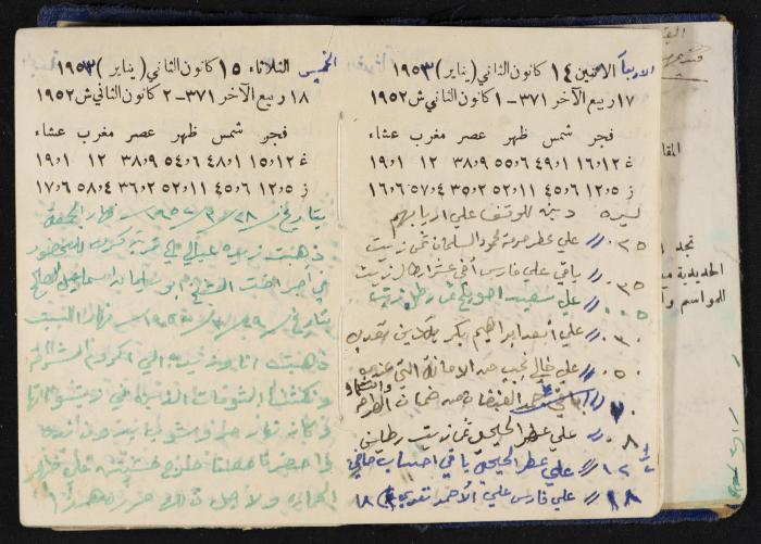 دفتر يوميات فندي مهنا، البقيعة- الجليل الأعلى، 1952-1953