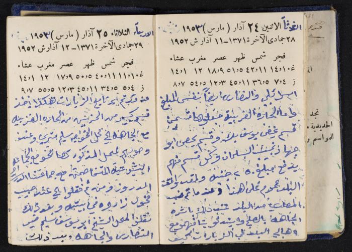 دفتر يوميات فندي مهنا، البقيعة- الجليل الأعلى، 1952-1953
