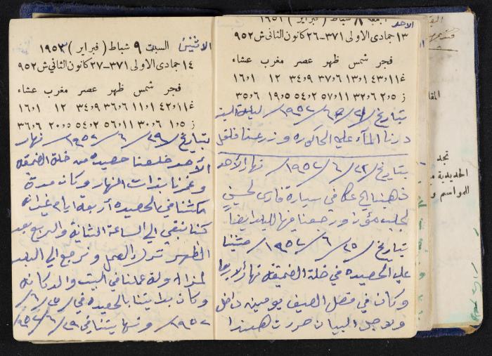 دفتر يوميات فندي مهنا، البقيعة- الجليل الأعلى، 1952-1953