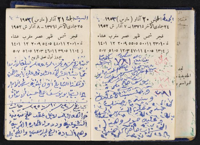 دفتر يوميات فندي مهنا، البقيعة- الجليل الأعلى، 1952-1953