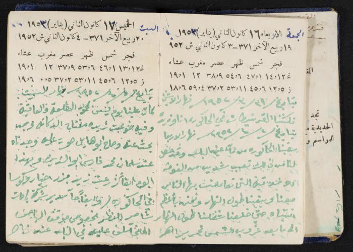 دفتر يوميات فندي مهنا، البقيعة- الجليل الأعلى، 1952-1953