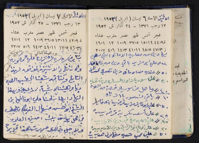 دفتر يوميات فندي مهنا، البقيعة- الجليل الأعلى، 1952-1953