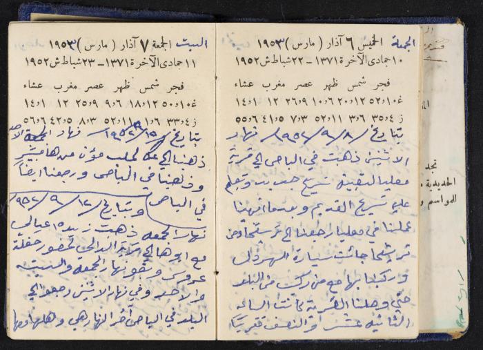دفتر يوميات فندي مهنا، البقيعة- الجليل الأعلى، 1952-1953