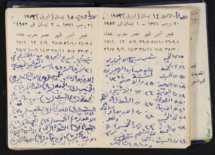 دفتر يوميات فندي مهنا، البقيعة- الجليل الأعلى، 1952-1953