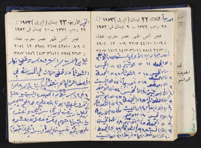 دفتر يوميات فندي مهنا، البقيعة- الجليل الأعلى، 1952-1953