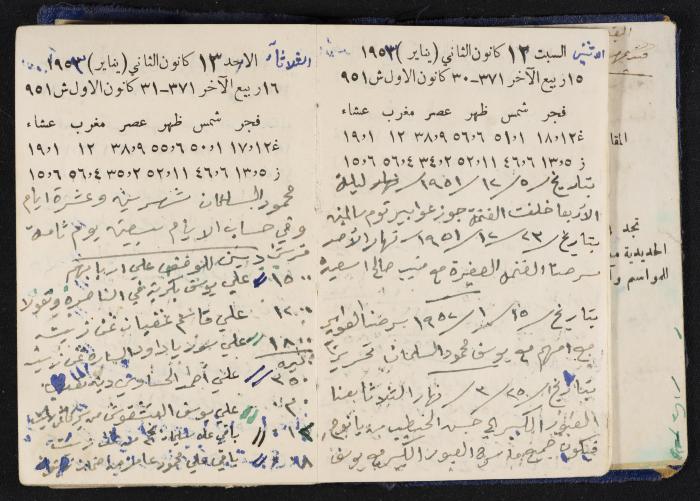 دفتر يوميات فندي مهنا، البقيعة- الجليل الأعلى، 1952-1953