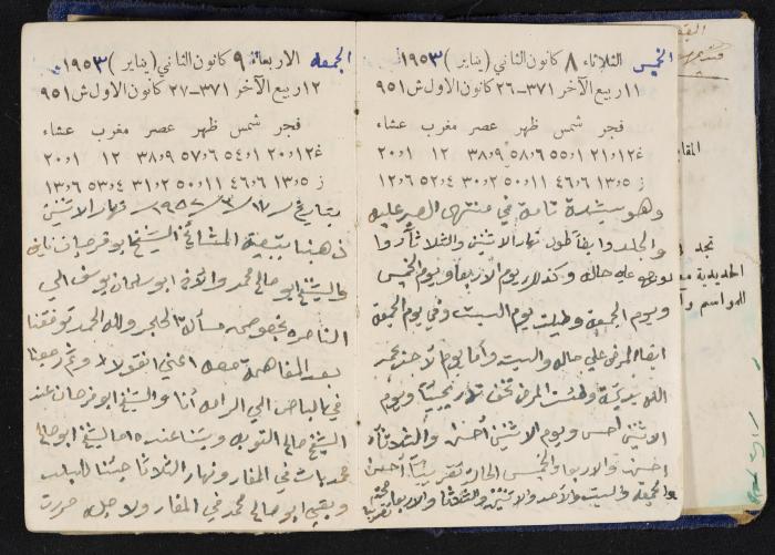 دفتر يوميات فندي مهنا، البقيعة- الجليل الأعلى، 1952-1953