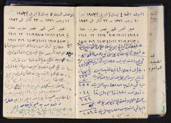 دفتر يوميات فندي مهنا، البقيعة- الجليل الأعلى، 1952-1953