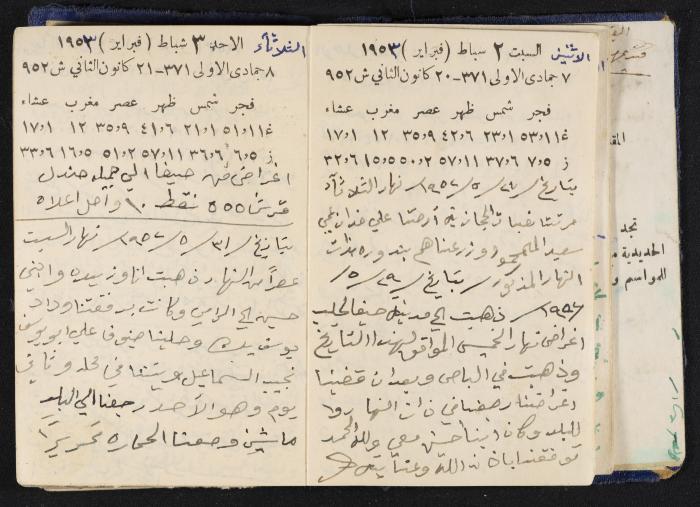 دفتر يوميات فندي مهنا، البقيعة- الجليل الأعلى، 1952-1953