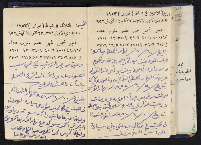 دفتر يوميات فندي مهنا، البقيعة- الجليل الأعلى، 1952-1953