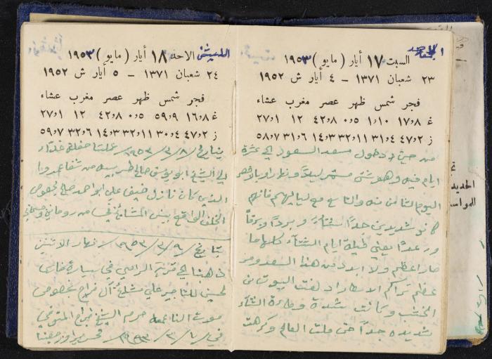 دفتر يوميات فندي مهنا، البقيعة- الجليل الأعلى، 1952-1953